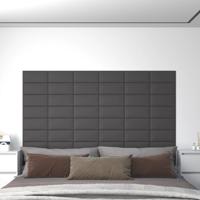 VidaXL Wandpanelen 12 st 0,54 m² 30x15 cm kunstleer grijs - thumbnail