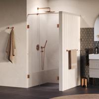 Brauer Void - Carving Nisdeur - 2-Delig - Helder Glas - 100 x 200 cm - Omkeerbaar - met Draaideur 60 cm - Aan Muur - incl. Glascoating - PVD Koper Geborsteld - thumbnail