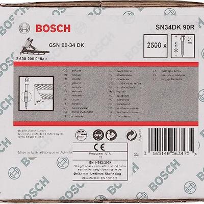 Bosch Accessoires D-kopstripnagel SN34DK 90R 3,1 mm, 90 mm, blank, gegroefd 2500st - 2608200018