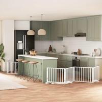 Hondenhek inklapbaar met deur 6 panelen 480 cm populierhout wit - thumbnail