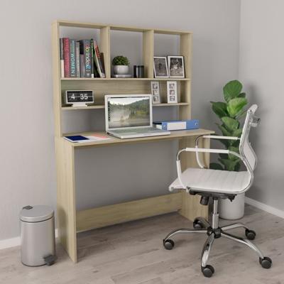 VidaXL Bureau met schappen 110x45x157cm bewerkt hout sonoma eikenkleur