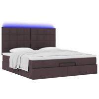 Ottoman bed met matras en LED's 180x200cm stof donkerbruin - thumbnail