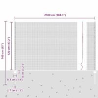 VidaXL Hek met paal grijs 1,2 x 25 m staal en pvc - thumbnail