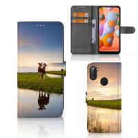Samsung Galaxy M11 | A11 | Telefoonhoesje | Met pasjeshouder | Koe - thumbnail
