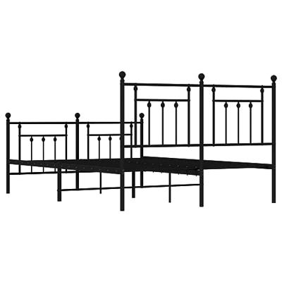 Bedframe met hoofd- en voeteneinde metaal zwart 140x190 cm