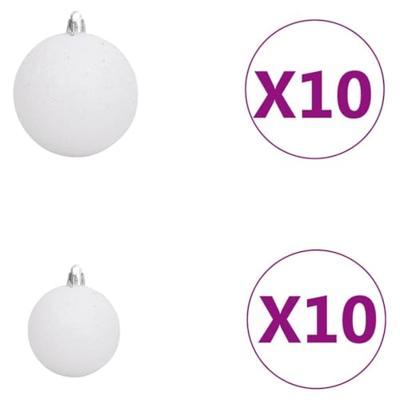 120-delige Kerstballenset met piek en 300 LED's wit en grijs - thumbnail