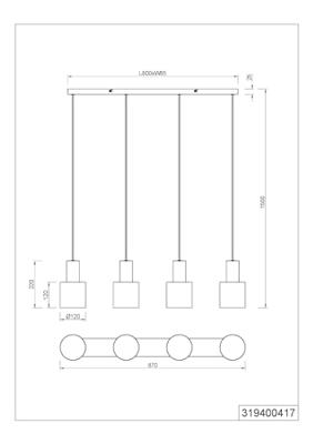 Trio Design hanglampAgudo 4-lichts - 319400417