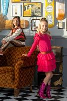 B.Nosy winter jurk meisjes - roze - Dora - laagjes mesh rok - thumbnail