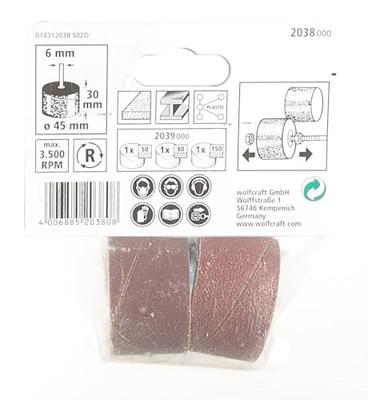 Wolfcraft 2038000 Schuurhuls Korrelgrootte (num) 80, 150 (Ø x h) 45 mm x 30 mm 1 stuk(s)