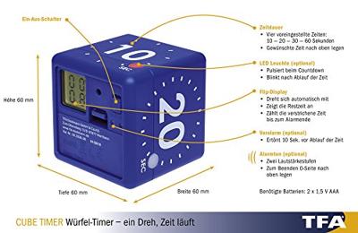 TFA Dostmann CUBE Timer Blauw Digitaal