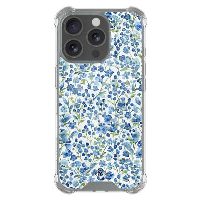 iPhone 16 Pro shockproof hoesje - Vintage blue floral iPhone 16 Pro shockproof hoesje - Vintage blue floral