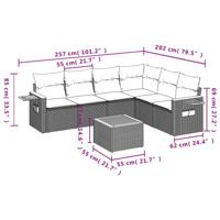 6-delige Loungeset met kussens poly rattan zwart - thumbnail