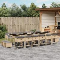 17-delige Tuinset met kussens poly rattan gemengd beige - thumbnail