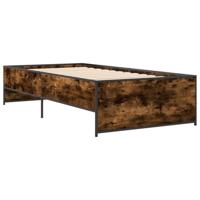 Bedframe bewerkt hout en metaal gerookt eikenkleurig 90x200 cm - thumbnail