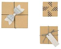 Folia dozen voor decoratie, vierkant, uit karton, pak van 12 stuks in geassorteerde maten, bruin - thumbnail