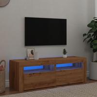 Tv-meubel met LED 120x35x40 cm bewerkt hout artisanaal eiken - thumbnail