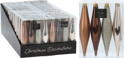 Kerstornament Kerstpegels Plastic 14cm Amber 4st