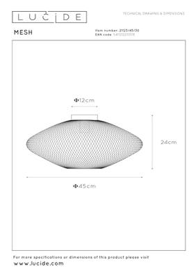 Lucide MESH - Plafonnière - Ø 45 cm - 1xE27 - Zwart