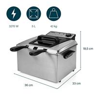 Princess 185000 Friteuse met koudezone 5 l 3270 W Zwart, Zilver (mat) - thumbnail