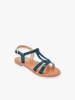 Leren kindersandalen Backle LES TROPEZIENNES® PAR M. BELARBI turquoiseblauw - thumbnail