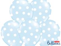 Ballon baby blauw pastel met witte stippen 6 stuks - thumbnail