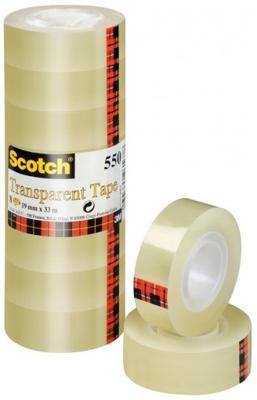 Plakband scotch 550 19mmx33m transparant | 8 stuks