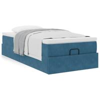 Ottoman bed met matras 80x200cm fluweel donkerblauw - thumbnail