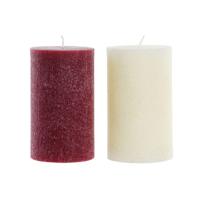 Kaars DKD Home Decor Wit Rood Kerstmis 9 x 9 x 15 cm (2 Stuks) - thumbnail