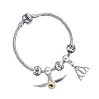 Harry Potter Bracelet Charm Set Deathly Hallows/Snitch/3 Spell Beads (silver plated) - thumbnail