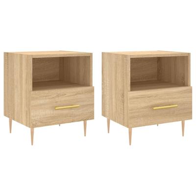 Nachtkastjes 2 st 40x35x47,5 cm bewerkt hout sonoma eikenkleur