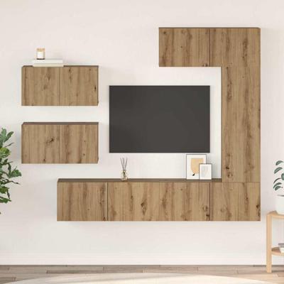 Tv-meubelset 6 pcs artisanaal eikenkleurig 30.5 x 30 x 90 cm