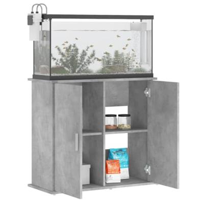 Aquariumstandaard 81x36x73 cm bewerkt hout betongrijs - thumbnail
