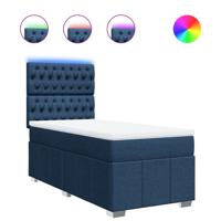 Boxspring met matras stof blauw 90x190 cm - thumbnail