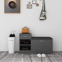 Schoenenbank 94,5x31x57 cm bewerkt hout grijs - thumbnail