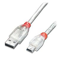LINDY 41785 USB-kabel USB 2.0 USB-A stekker, USB-mini-B stekker 5.00 m Transparant - thumbnail