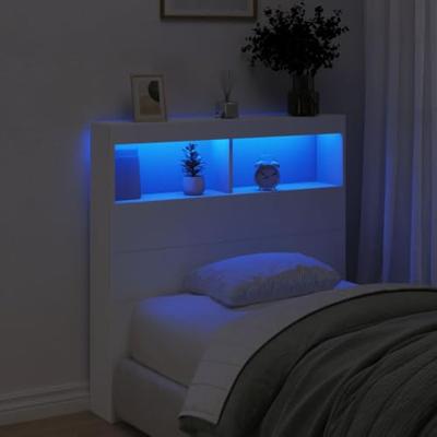 Hoofdbordkast met LED-verlichting 100x17x102 cm wit Hoofdbordkast met LED-verlichting 100x17x102 cm wit