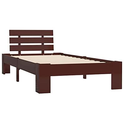 VidaXL Bedframe massief grenenhout donkerbruin 100x200 cm VidaXL Bedframe massief grenenhout donkerbruin 100x200 cm