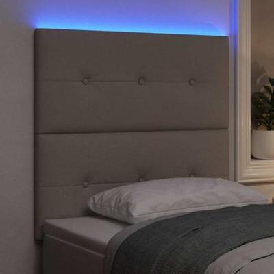 LED Hoofdbord met LED-striplichten Taupe 90 cm Polyester