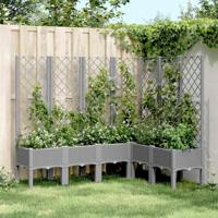 VidaXL Plantenbak met latwerk 160x120x142 cm polypropeen lichtgrijs - thumbnail