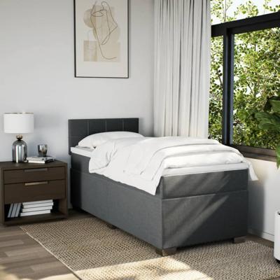 Boxspring met matras stof donkergrijs 90x190 cm