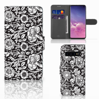 Samsung Galaxy S10 Hoesje Black Flowers - thumbnail