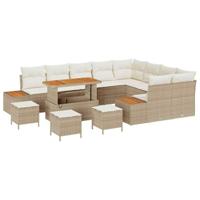 Tuinbankenset 13 pcs Beige poly rattan - thumbnail