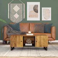 Salontafel 100x54x40 cm massief mangohout en bewerkt hout - thumbnail