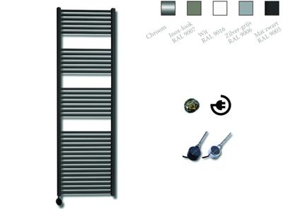 Elektrische Design Radiator Sanicare Plug & Play 172x45 cm Mat Zwart 920 Watt Met Zwart Thermostaat Links Sanicare