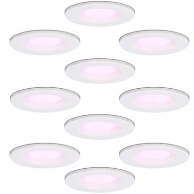 Set van 10 Venezia smart inbouwspots - IP65 waterdicht - 6 Watt 450 lumen - Wifi + Bluetooth - RGBWW - Google Home, Amazon Alexa en Siri - Wit - Plafondspots