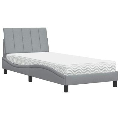 Bed met matras stof lichtgrijs 90x190 cm - thumbnail