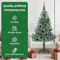 VidaXL Kunstmatige kerstboom sneeuw gevlochten met led licht 150 cm - thumbnail