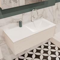 Mondiaz Lush Cloud badmeubel underlayment 100 cm 1 lade solid surface enkele spoelbak rechts 1 kraangat - thumbnail