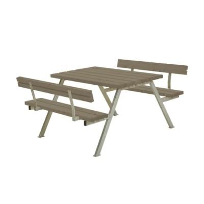 Picknicktafel Balkon Alpha Grijs Bruin 2 Rugleuningen