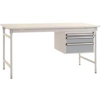 Manuflex BB5261.9006 Compleet bijzettafel basis stationair met melamine schijf + behuizing onderbouw, bxdxh: 1000 x 800 x 780 mm Aluminium-zilver - thumbnail